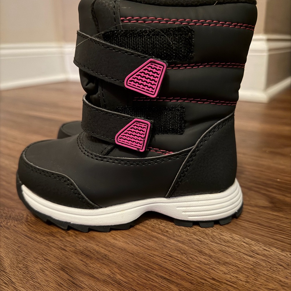 Kids Black and Pink Winter Boots